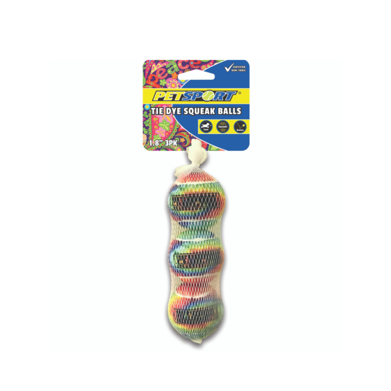 Petsport Tie Dye Squeak Balls, 3 Pk