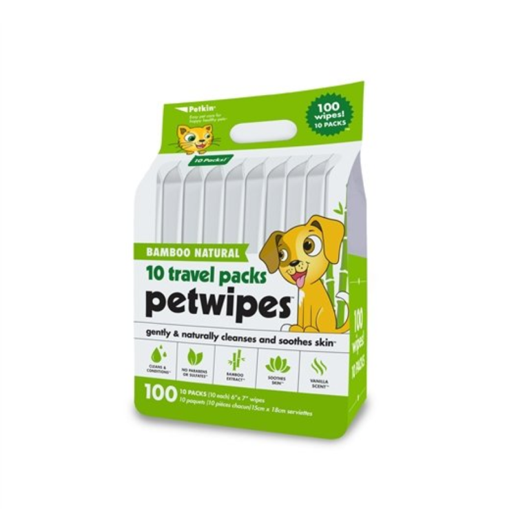 Petkin Bamboo Natural Travel Pack Wipes