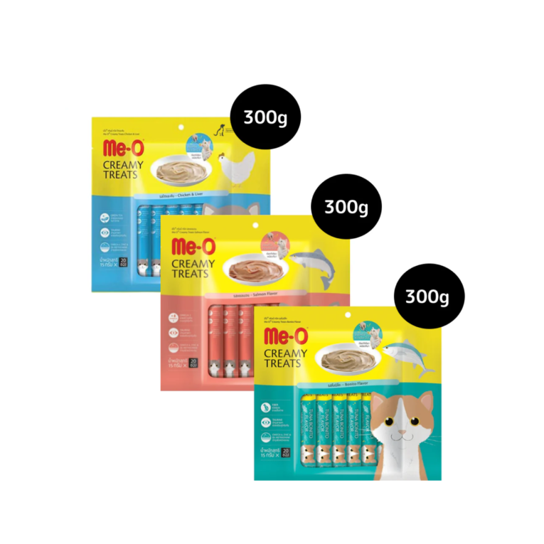 Me O Creamy Chicken & Liver, Salmon and Bonito Cat Treat Combo 300g