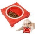 Wagging Master Slow Eating Dog Bowl | Non-Toxic Food Grade Natural Rubber Pet Bowl (Red, 2 Pocket)