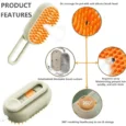 Wagging Master 3 in 1 Pet Hair Steam Grooming Brush for Dogs and Cats (White & Orange)