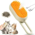 Wagging Master 3 in 1 Pet Hair Steam Grooming Brush for Dogs and Cats (White & Orange)