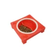 Wagging Master Slow Eating Dog Bowl | Non-Toxic Food Grade Natural Rubber Pet Bowl (Red, 2 & 6 Pocket)